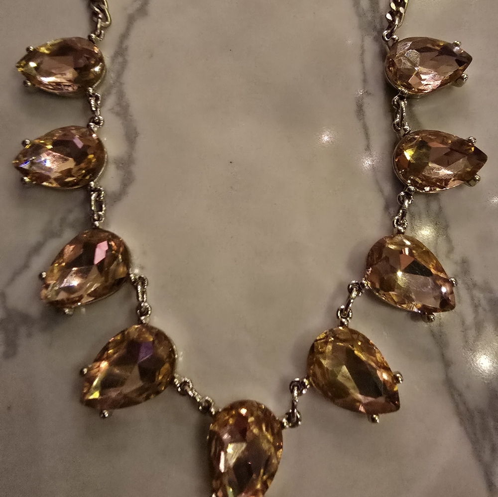 Vintage pink crystal necklace